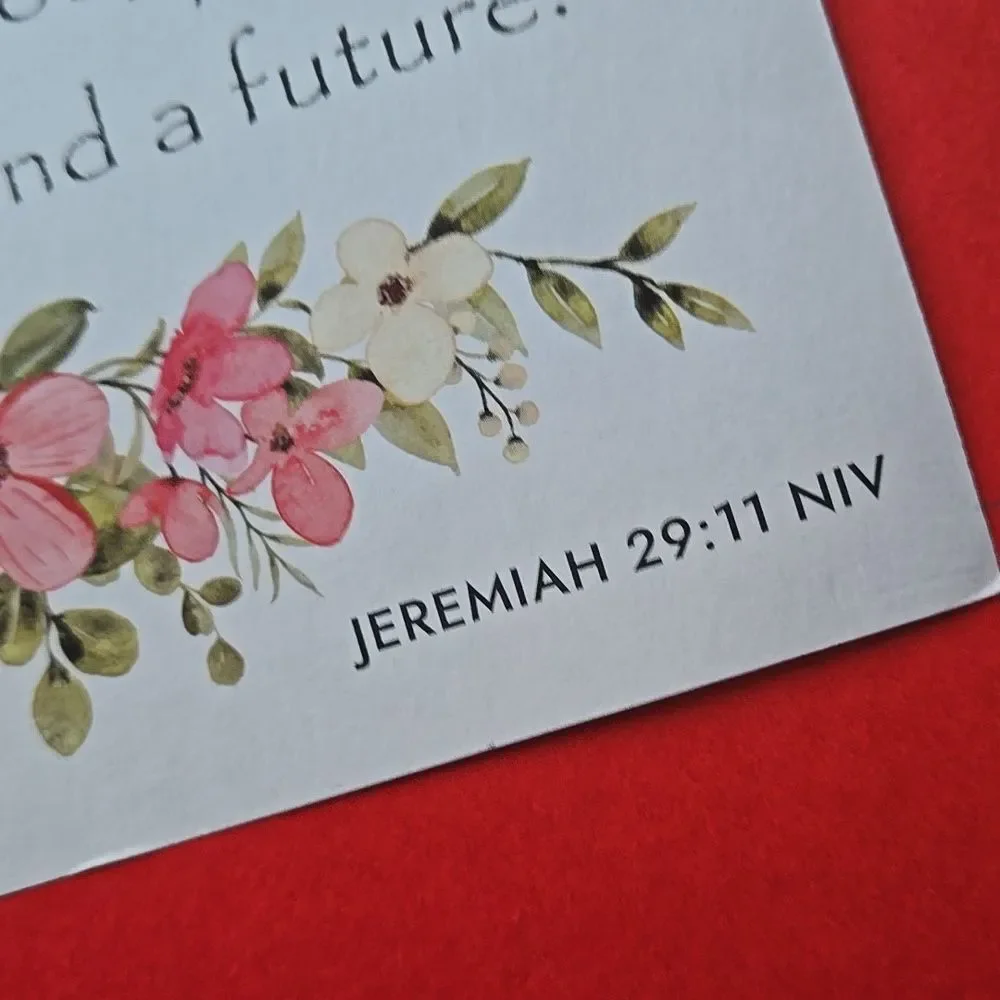 Floral Inspirational Quote Card 2 Sided For I know Jeremiah 29:11 Scripture